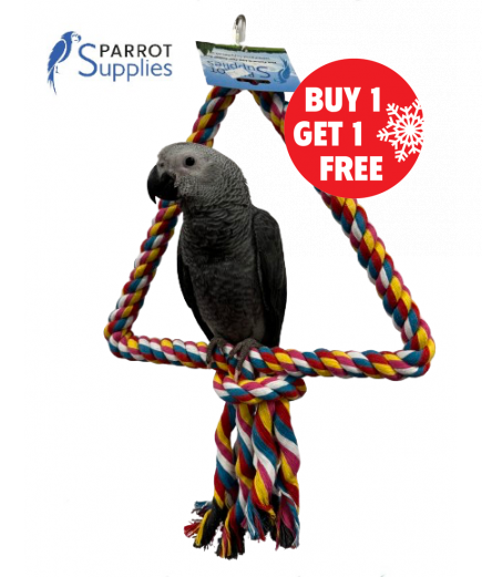 34Cm Medium Triangle Rope Swing Toy Parrot Toy - BOGOF